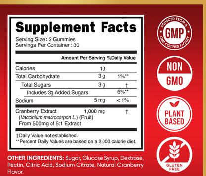 Cranberry Gummies- Supports Urinary Tract Health